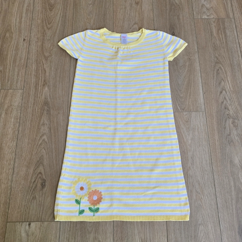 Gymboree Yellow and White Striped Shortsleeve Sweater Dress Size 12